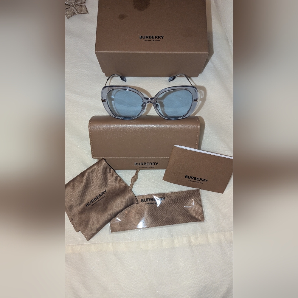 Burberry Eugenie E4374E Sunglasses Square Shape 55mm Azure/Blue NIB
